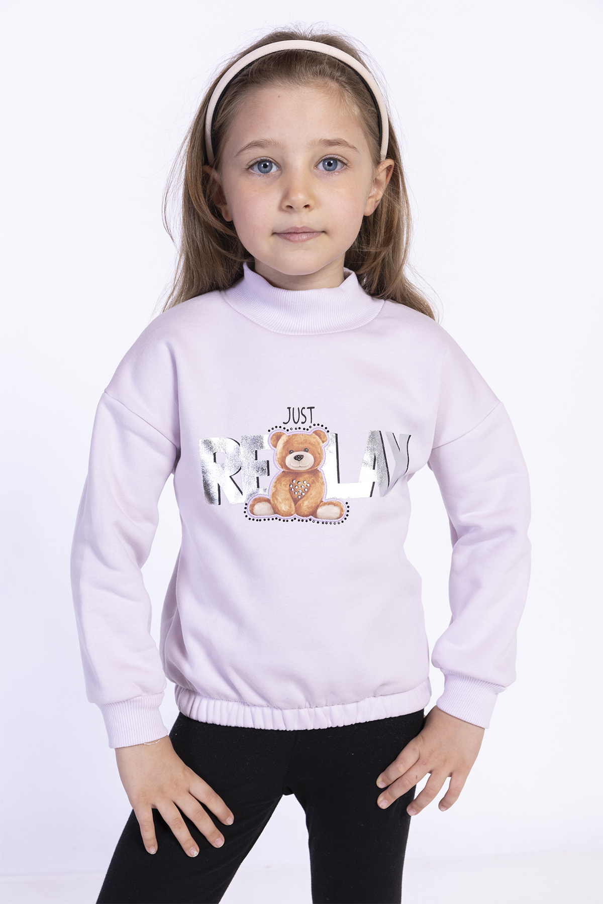 Toontoy Kız Çocuk Crop Model Cebi Reflektör Detaylı Baskılı Tişör