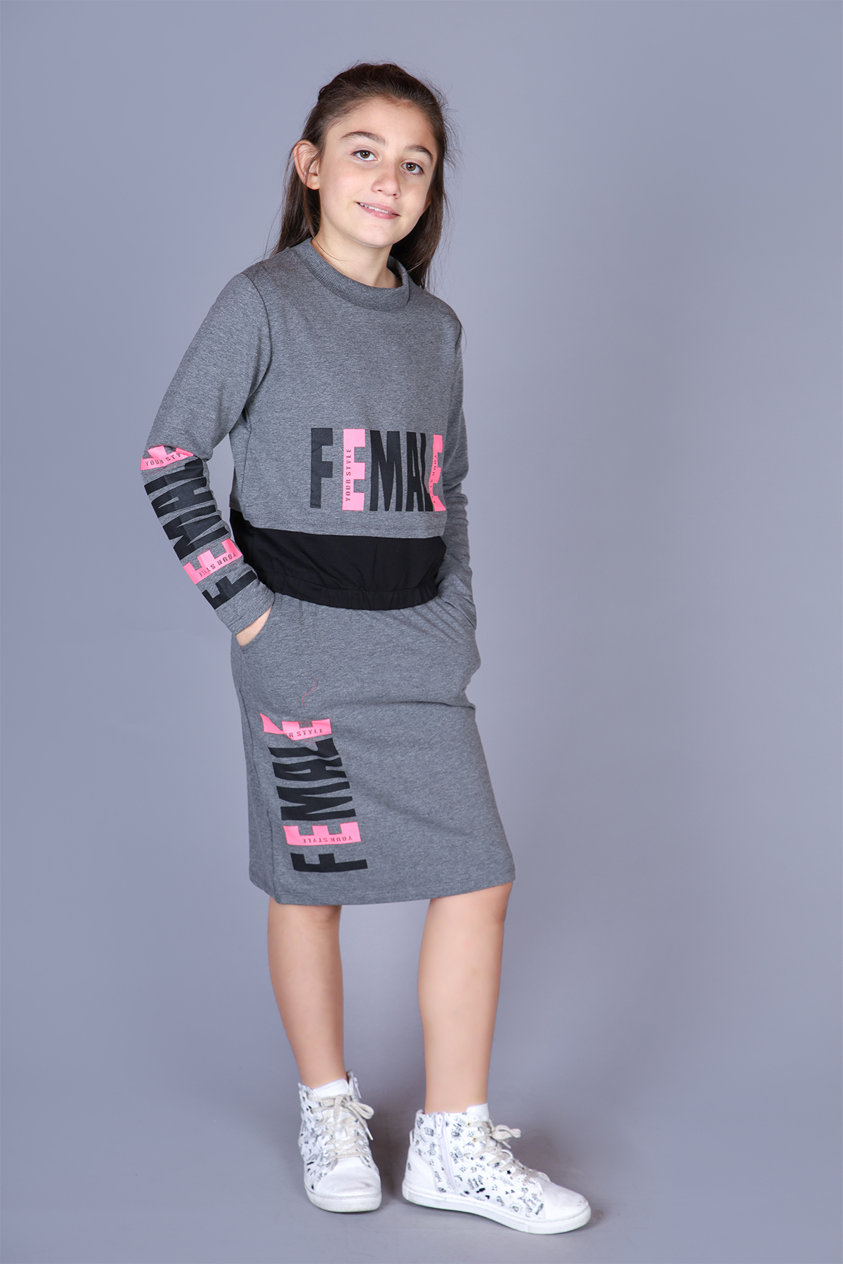 Toontoy Kız Çocuk Female Baskılı Etekli Takım