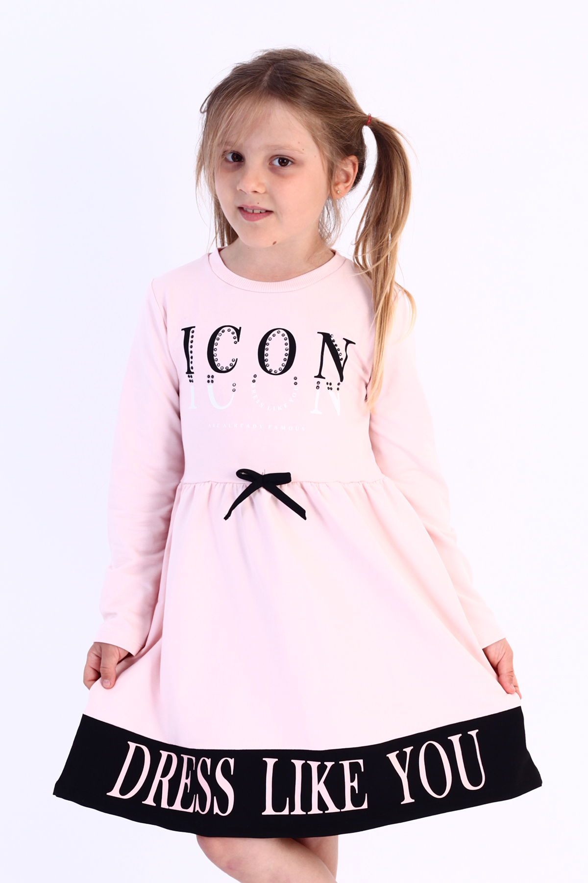 Toontoy Kız Çocuk Icon Baskılı Elbise