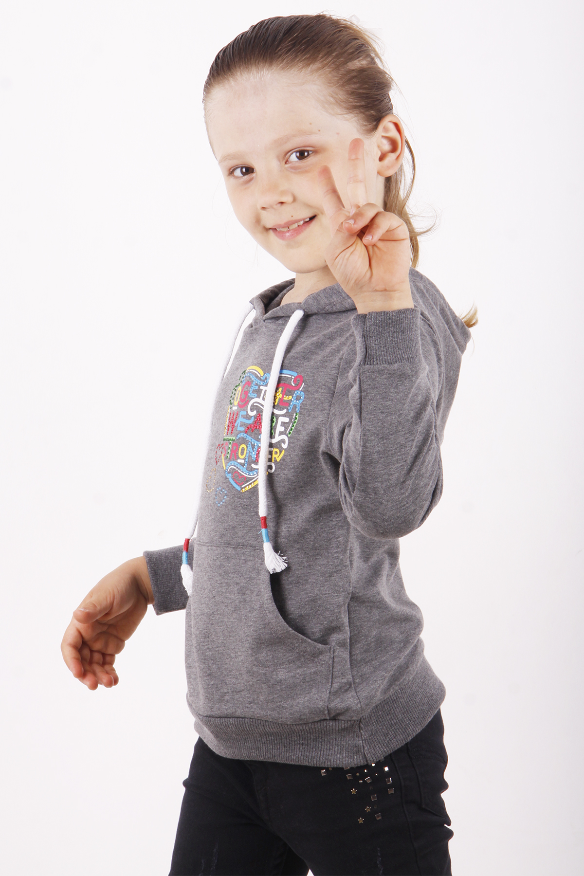 Toontoy Kız Çocuk Stronger Baskılı Sweatshirt