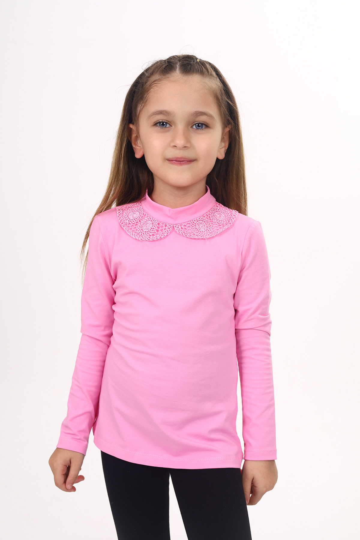 Toontoy Kız Çocuk Yakası Dantel Detaylı Tişört
