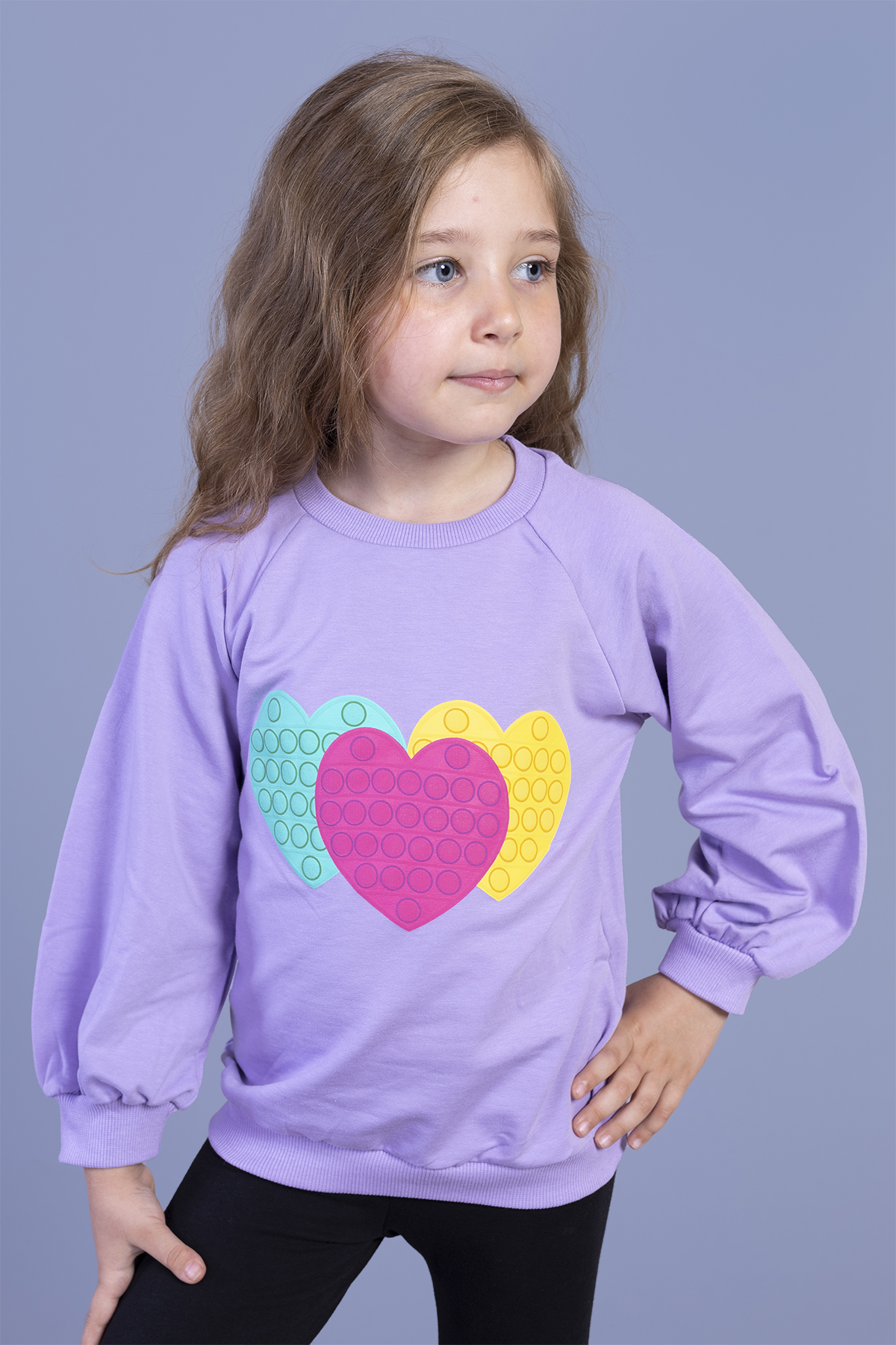 Toontoy Kız Çocuk Popıt Desenli Sweatshirt