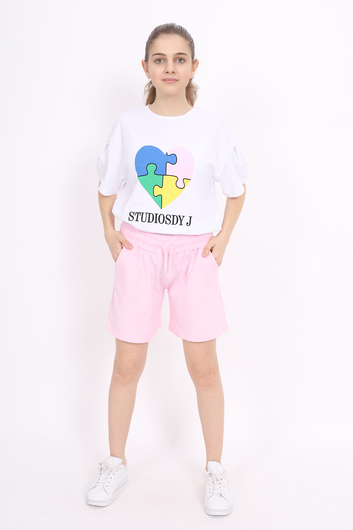 Toontoy Kız Çocuk Baskılı Şortlu Takım