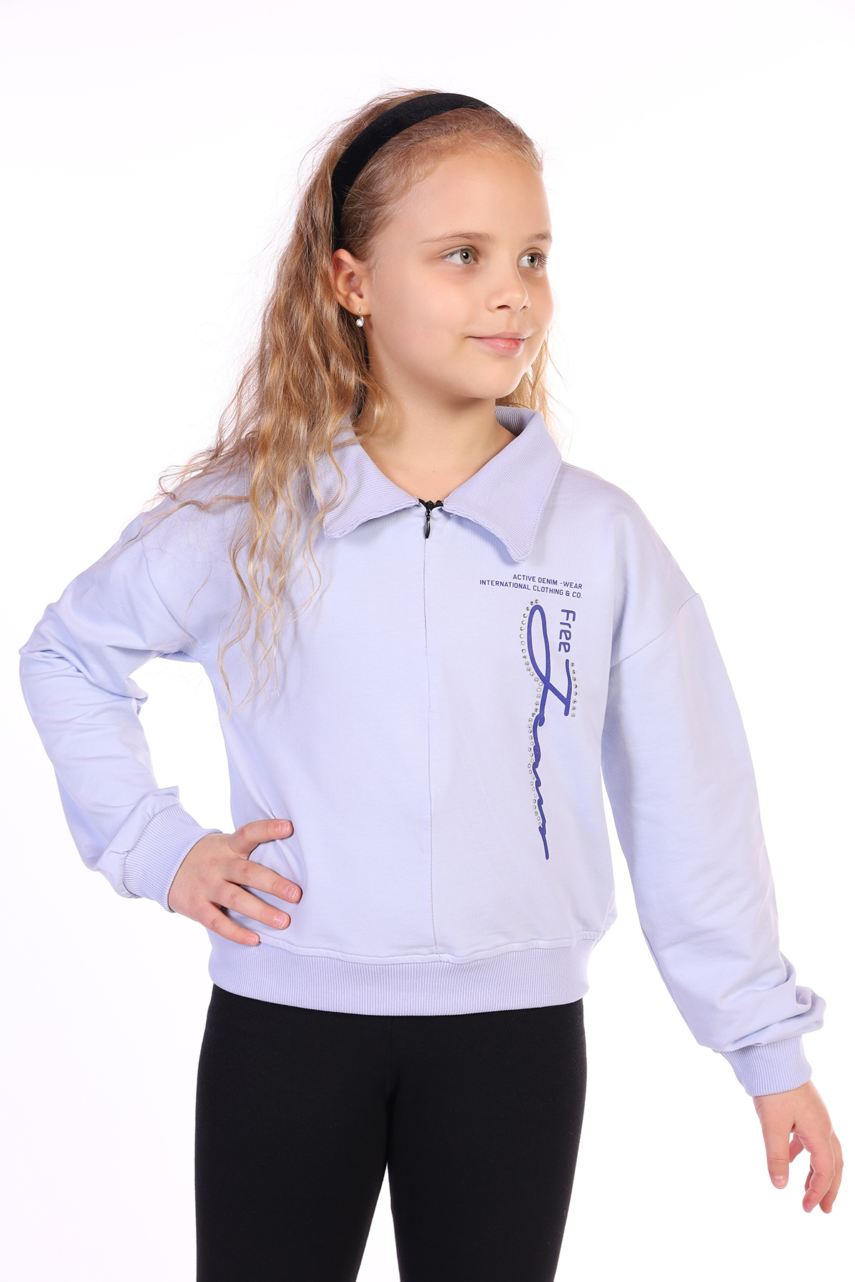 Toontoy Kız Çocuk Free Jeans Baskılı Sweatshirt