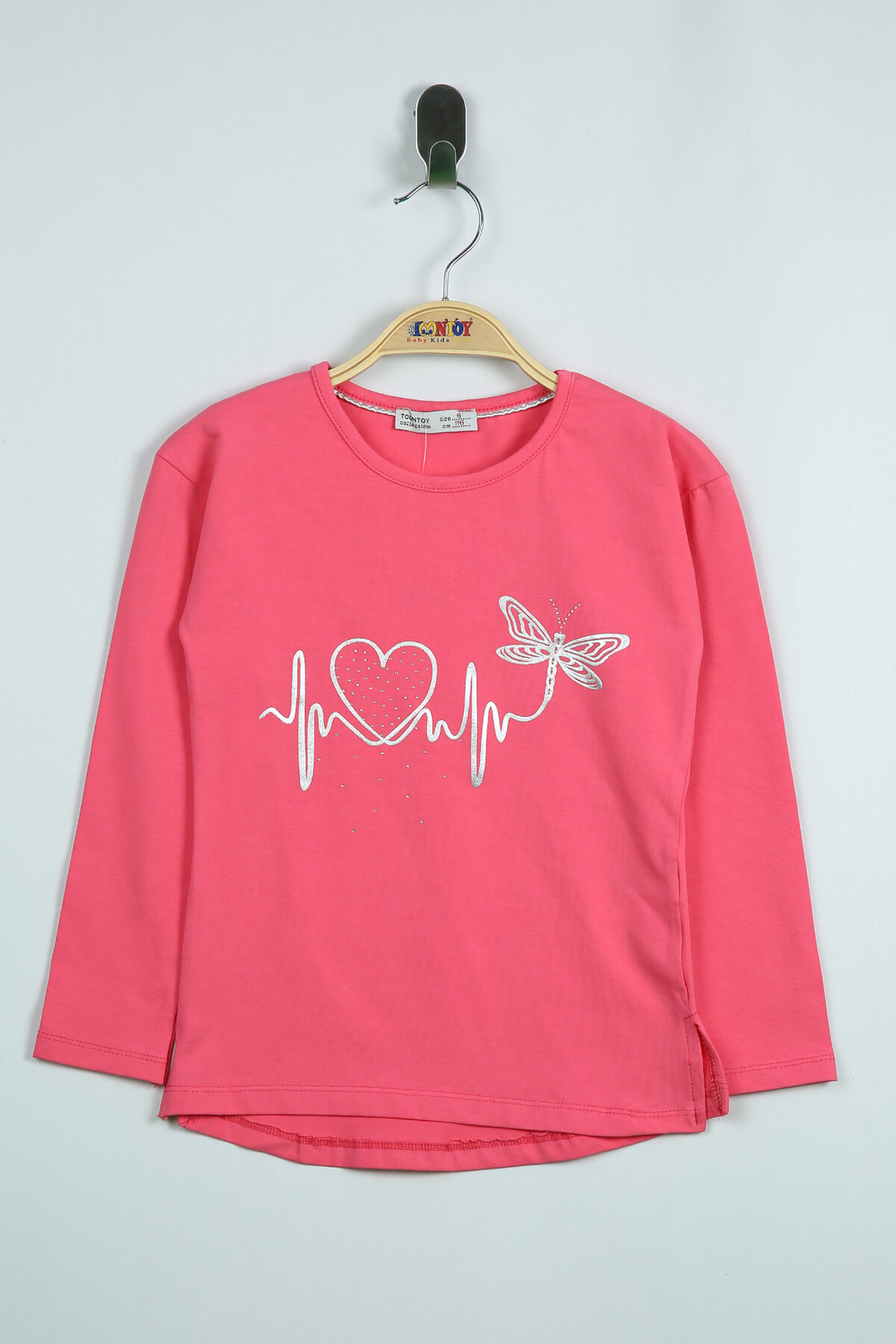 Toontoy Kız Çocuk Tişört Love Kalp Baskılı
