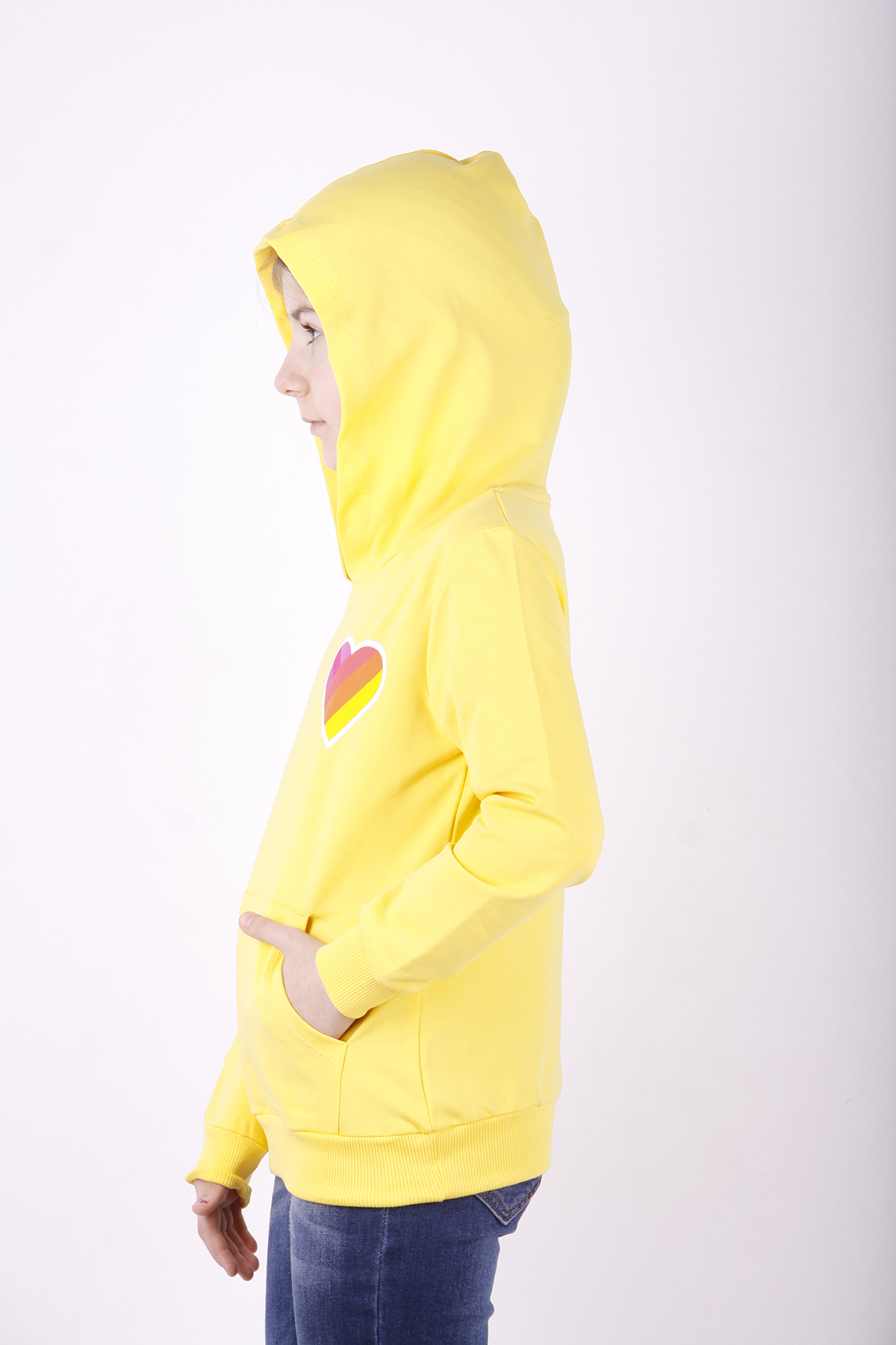 Toontoy Kız Çocuk Like Kalp Baskılı Kanguru Cepli Sweatshirt