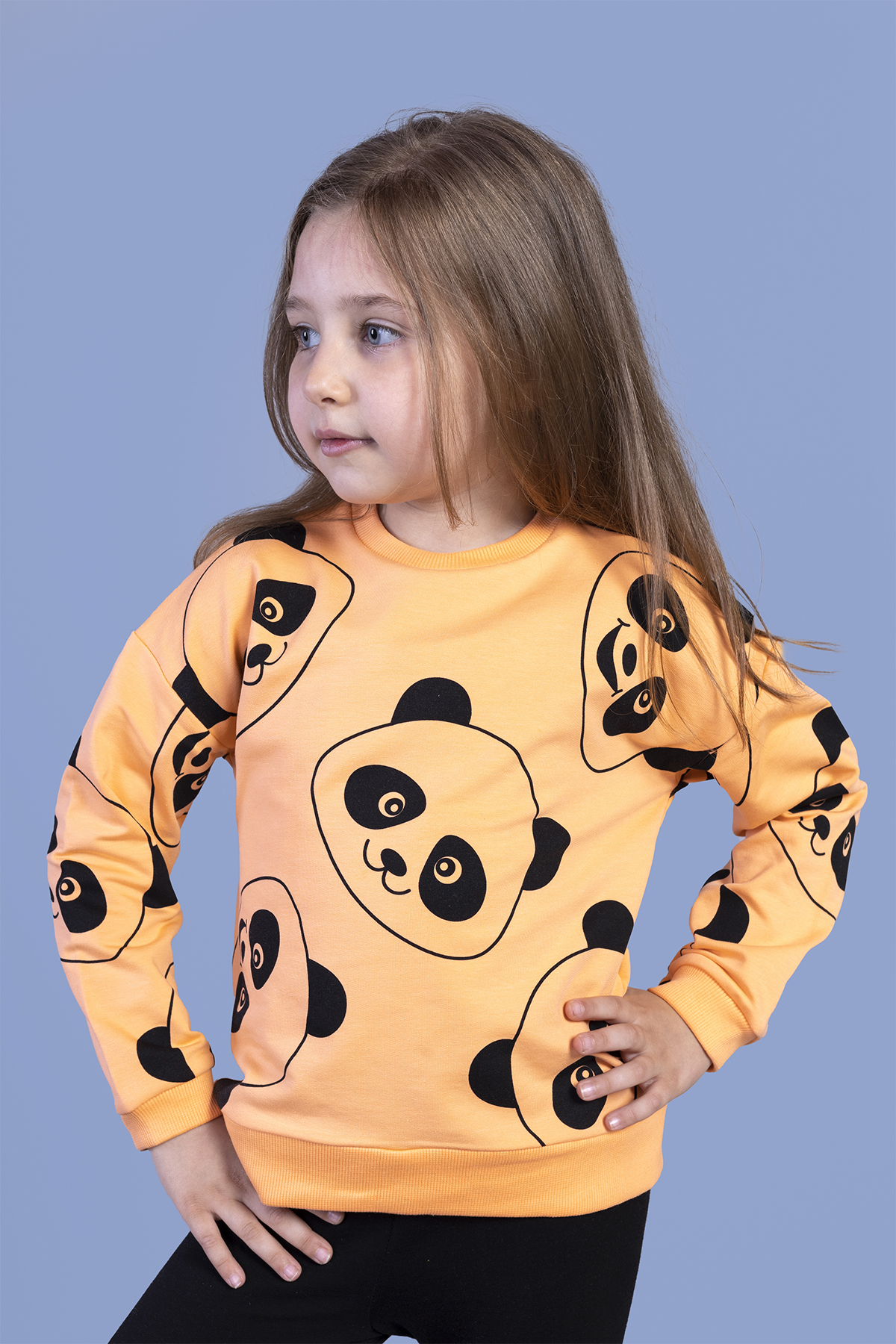 Toontoy Kız Çocuk Panda Baskılı Sweatshirt