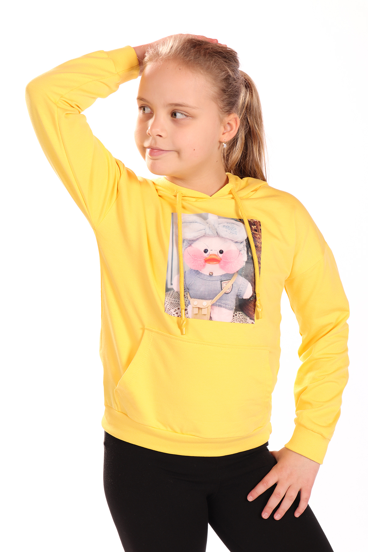 Toontoy Kız Çocuk  Ördek Baskılı Sweatshirt