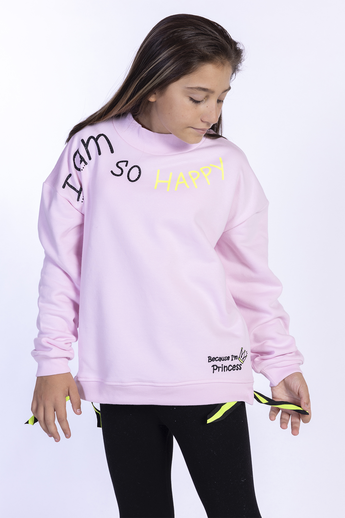 Toontoy Kız Çocuk Balıkçı Yaka İçi Pamuklu Sweatshirt