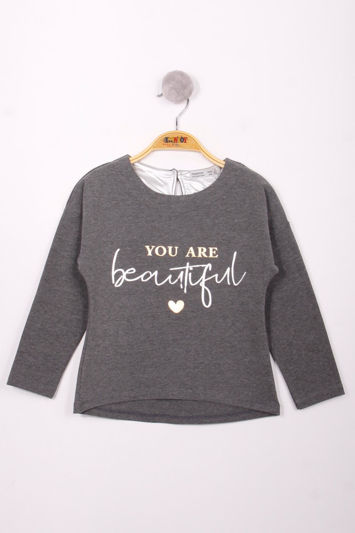 Toontoy Kız Çocuk Yazı Varaklı T-Shirt
