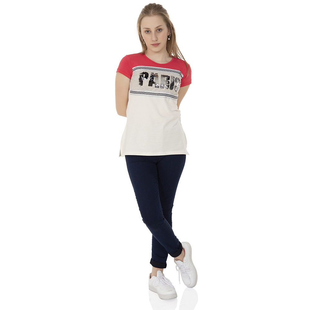 Toontoy  Kız Çocuk T-Shirt Paris Pul Nakış