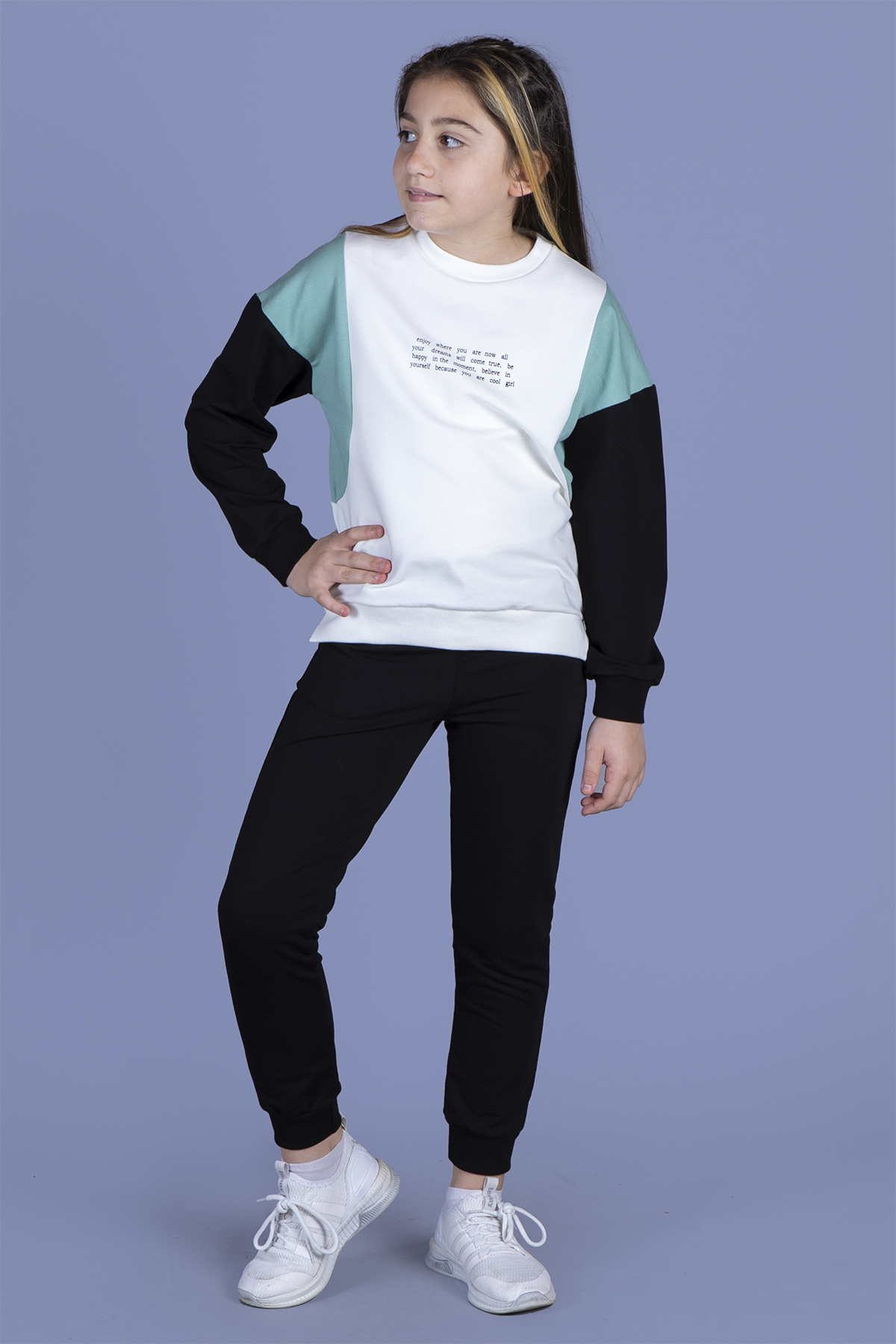 Toontoy Kız Çocuk T-Shirt Yaka İnci Taş