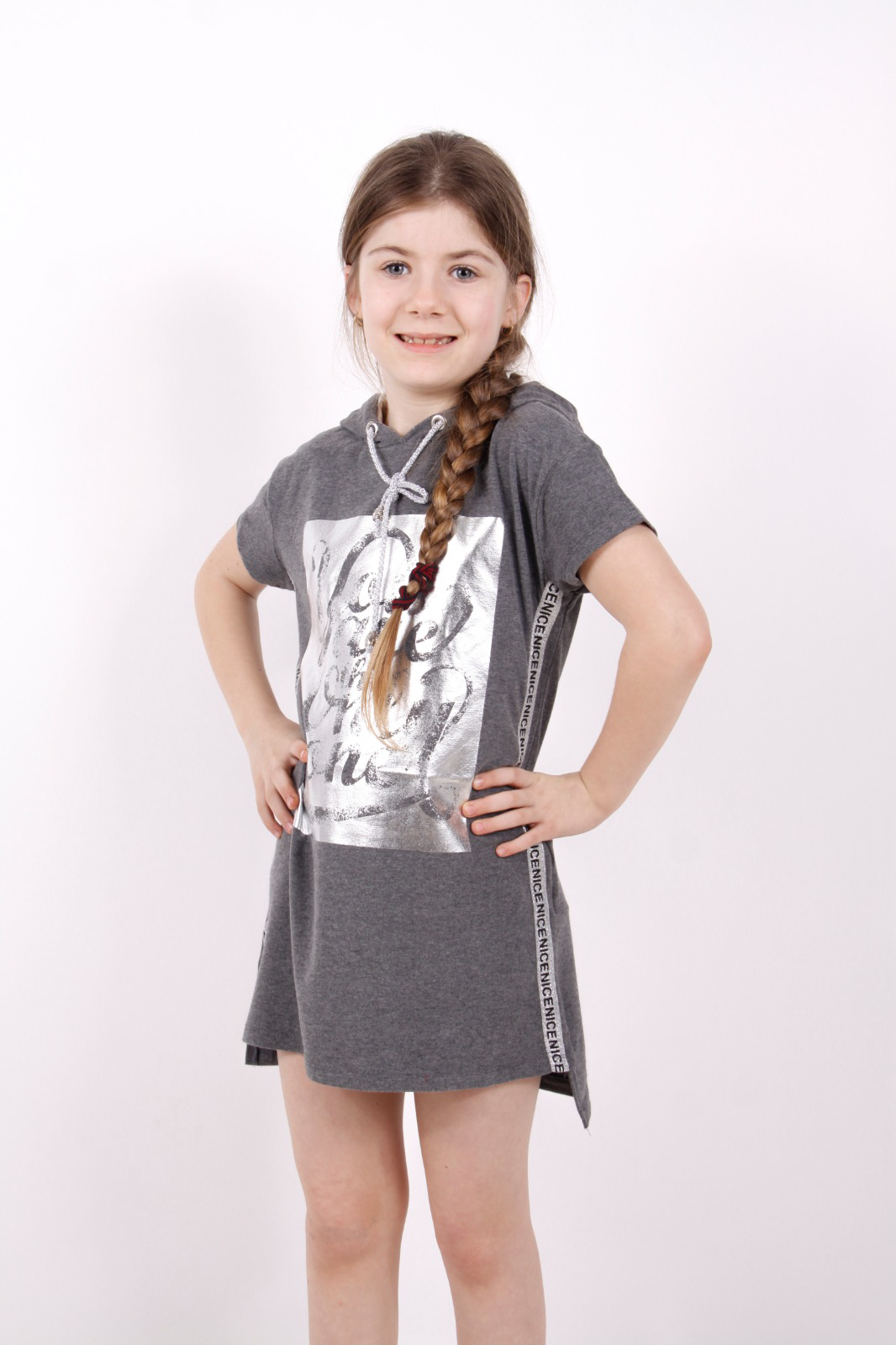 Toontoy Kız Çocuk Varak Baskılı Kapşonlu T-Shirt