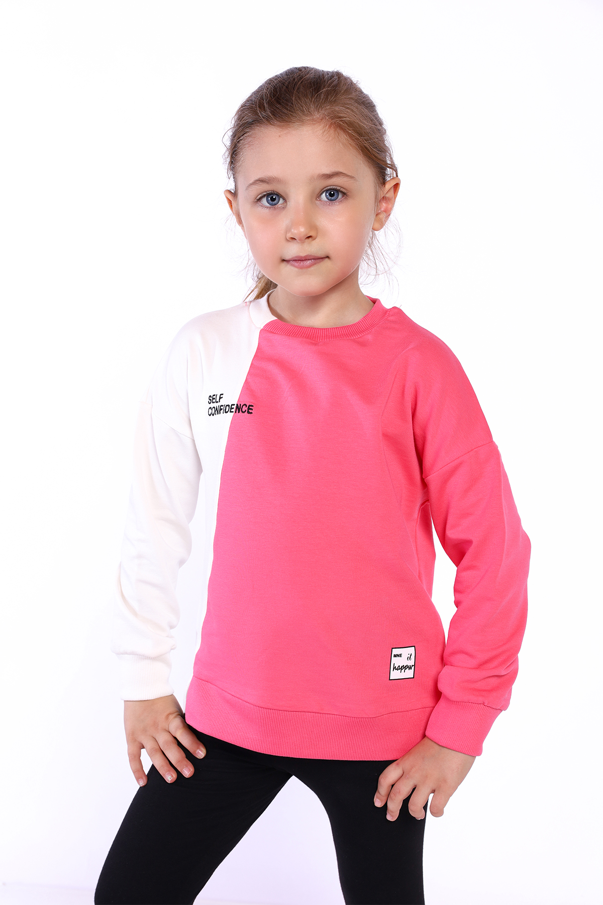 Toontoy Kız Çocuk Blok Kesikli Sweatshirt