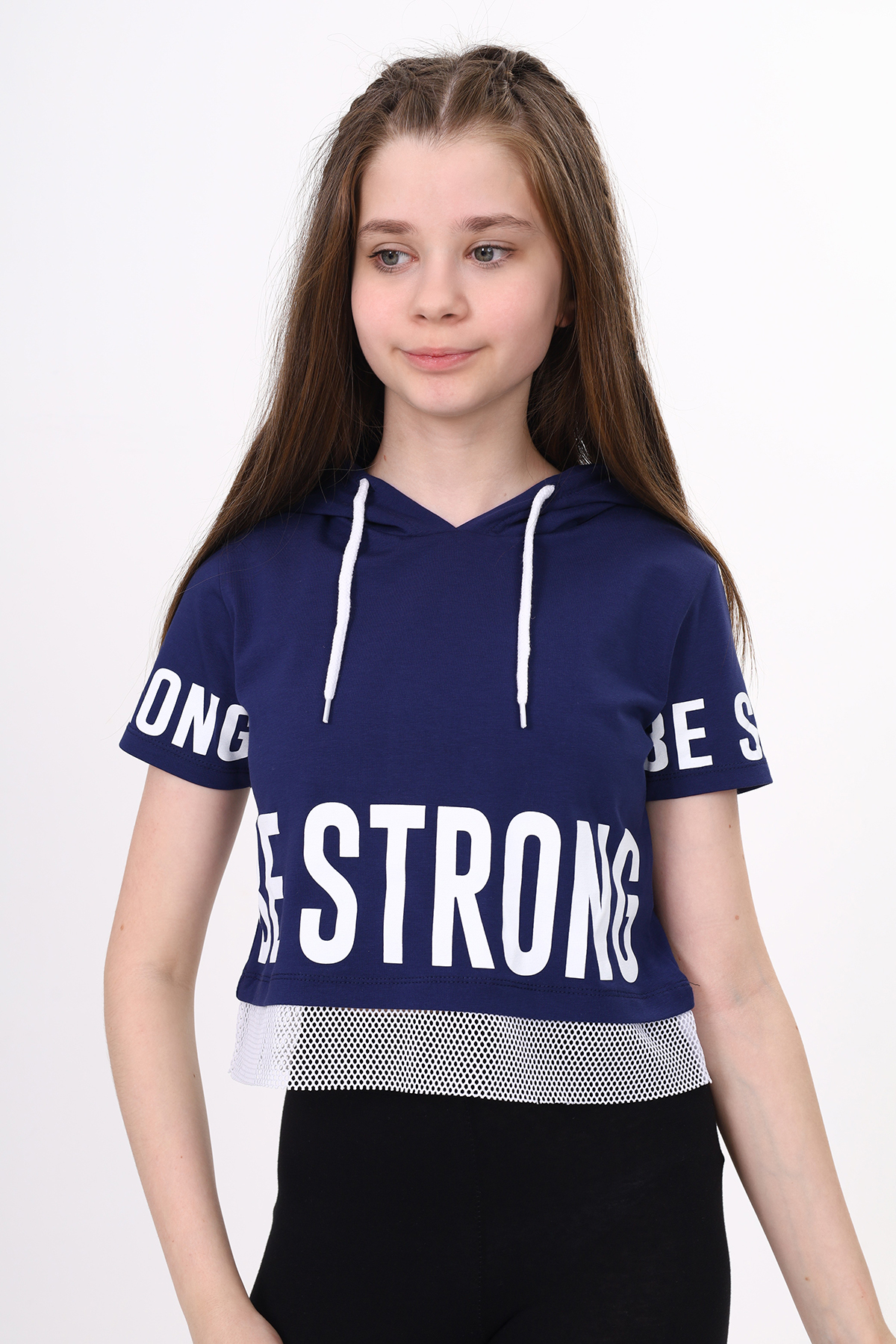 Toontoy Kız Çocuk Be Strong Baskılı Kapüşonlu Tişört