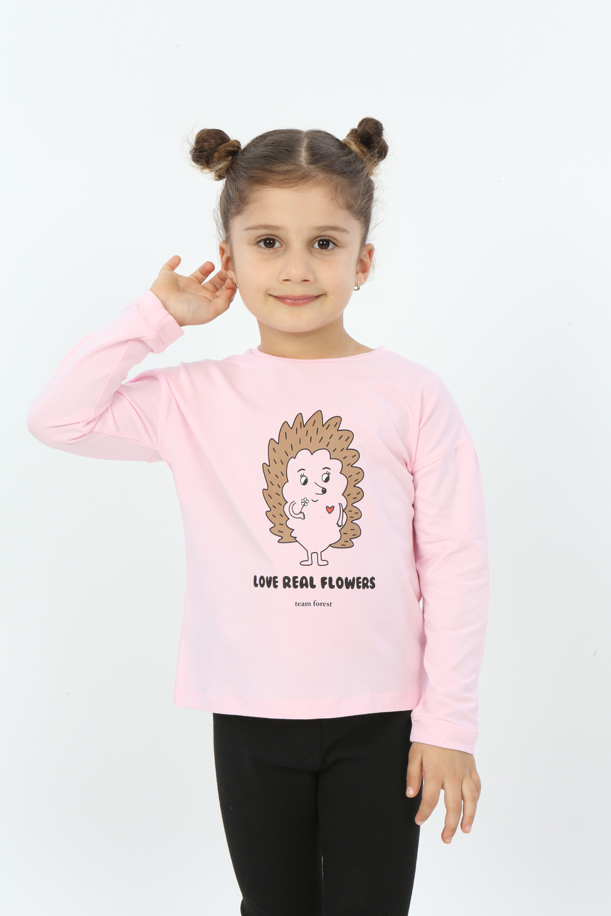 Toontoy Kız Çocuk Kirpi Baskılı Tişört