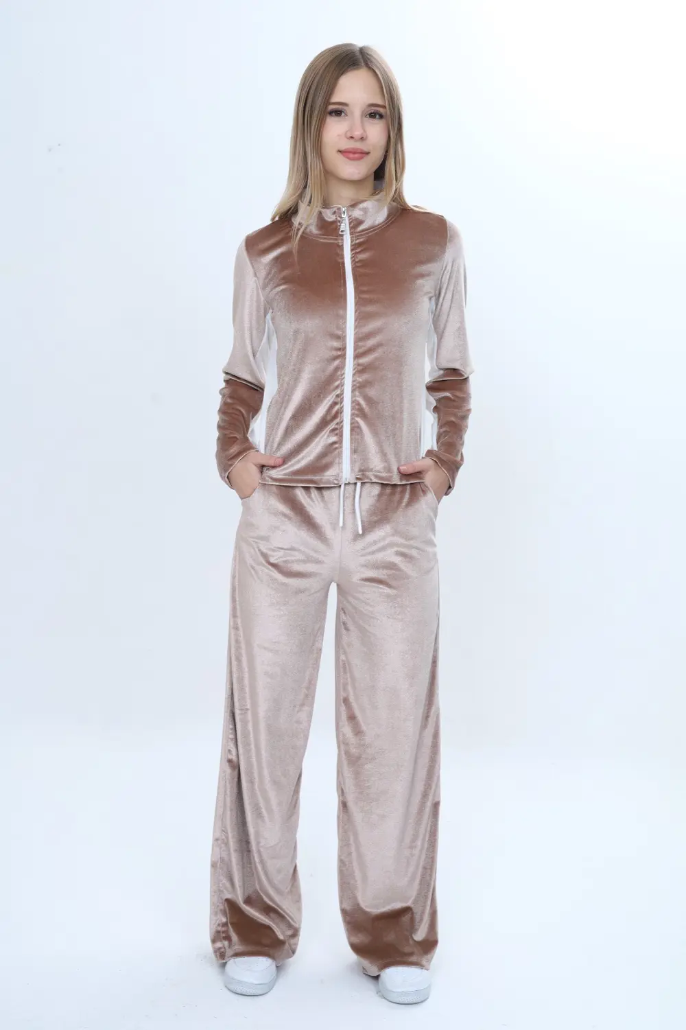 Toontoy Kız Çocuk 2'li Takım Fermuarlı Kapüşonlu Cepli Sweatshirt