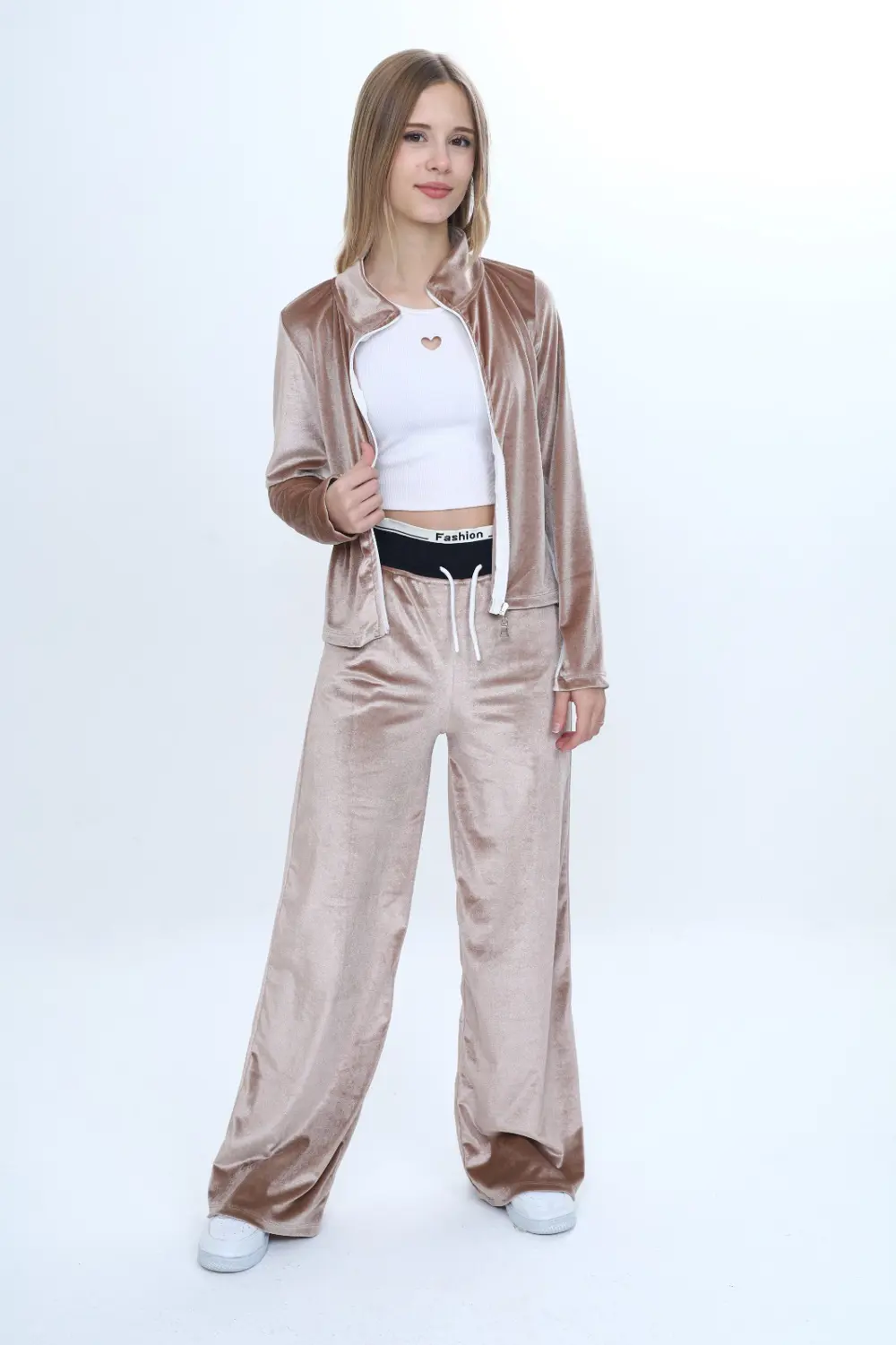 Toontoy Kız Çocuk 2'li Takım Fermuarlı Kapüşonlu Cepli Sweatshirt