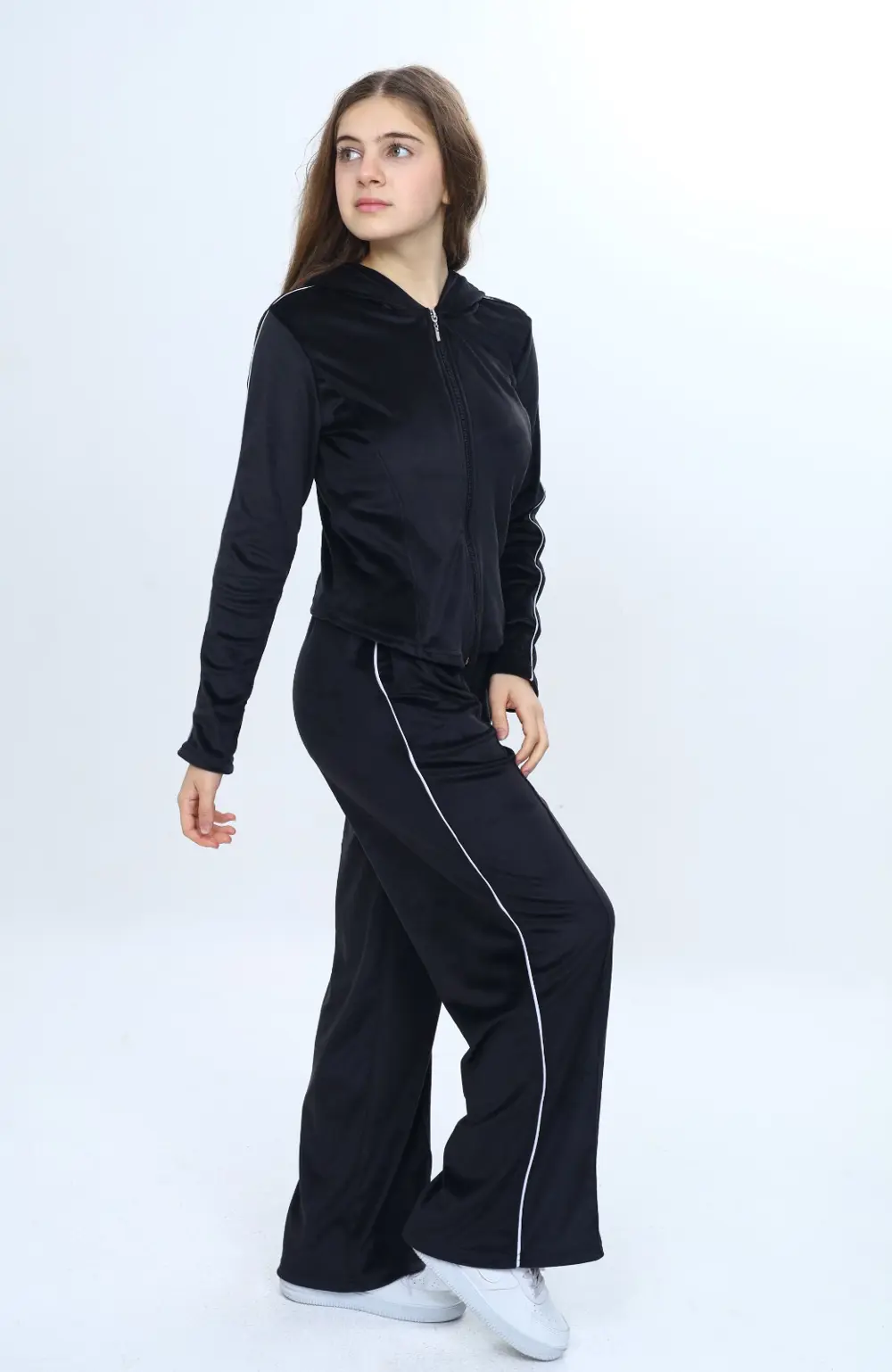 Toontoy Kız Çocuk 2'li Takım Fermuarlı Kapüşonlu Cepli Sweatshirt