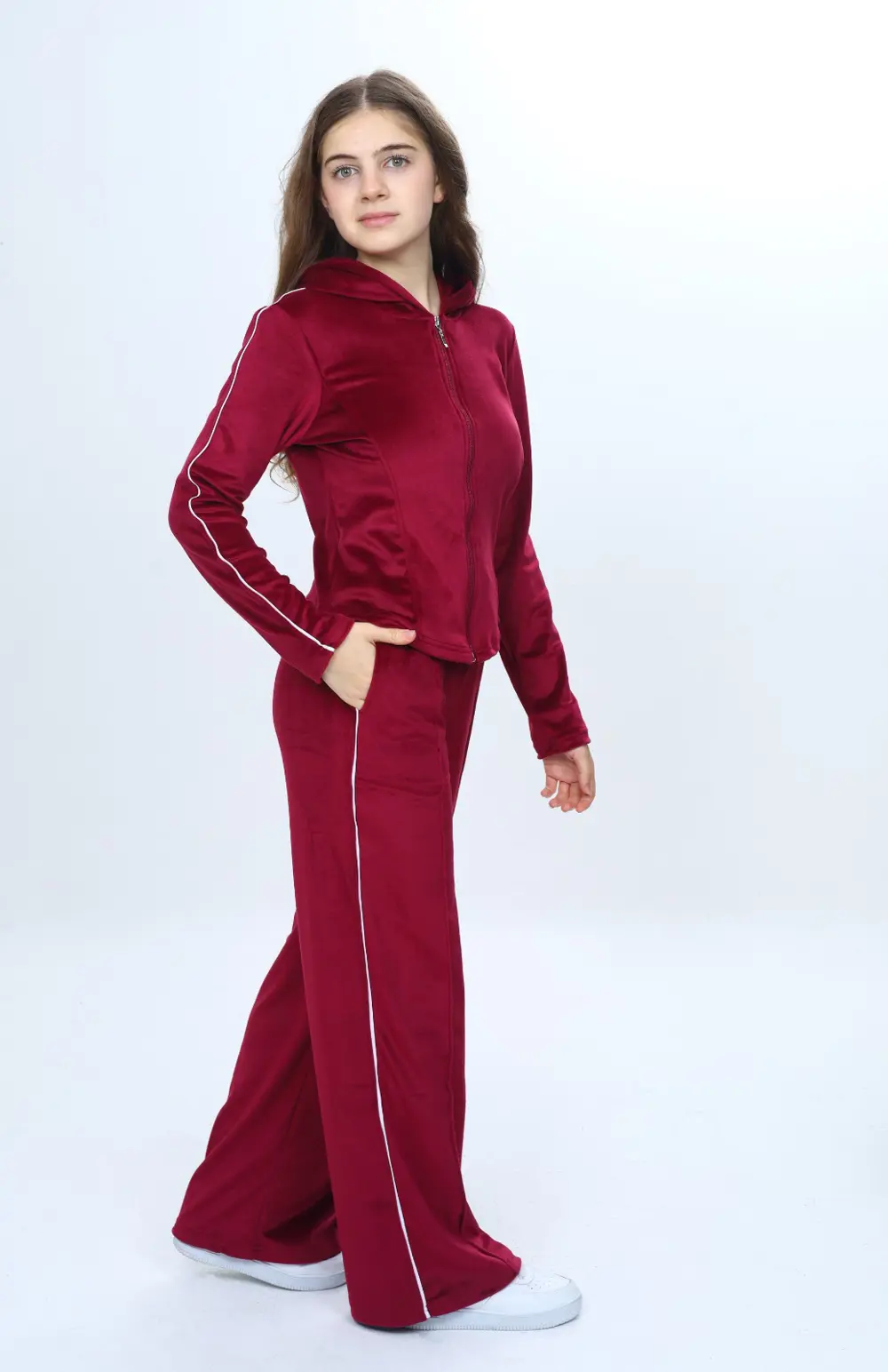 Toontoy Kız Çocuk 2'li Takım Fermuarlı Kapüşonlu Cepli Sweatshirt