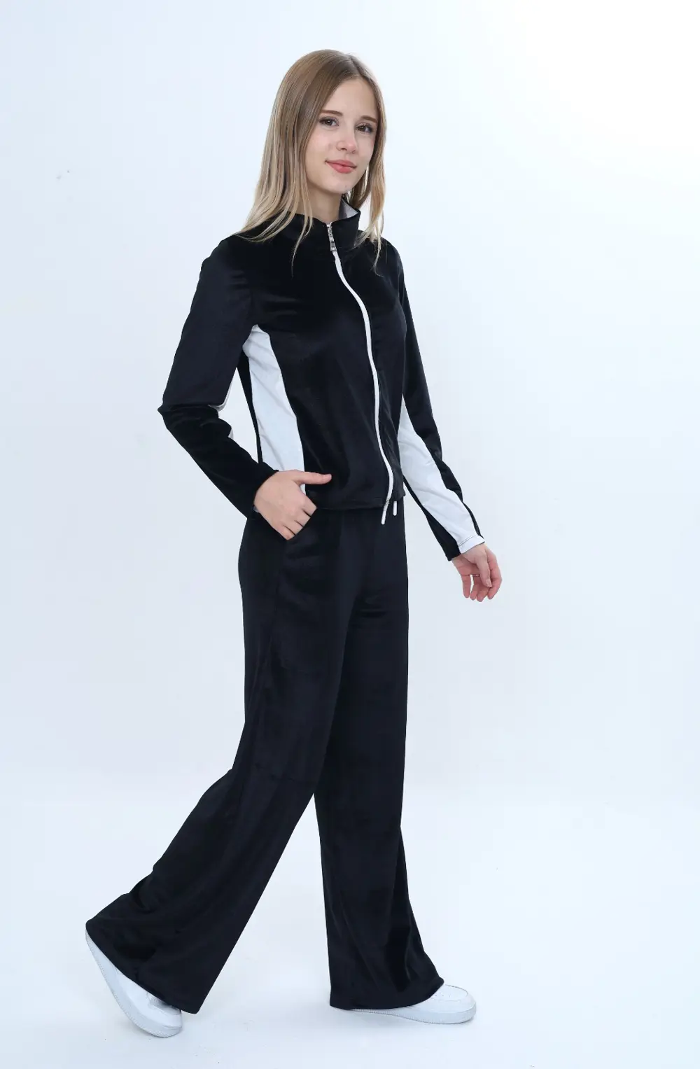 Toontoy Kız Çocuk 2'li Takım Fermuarlı Kapüşonlu Cepli Sweatshirt