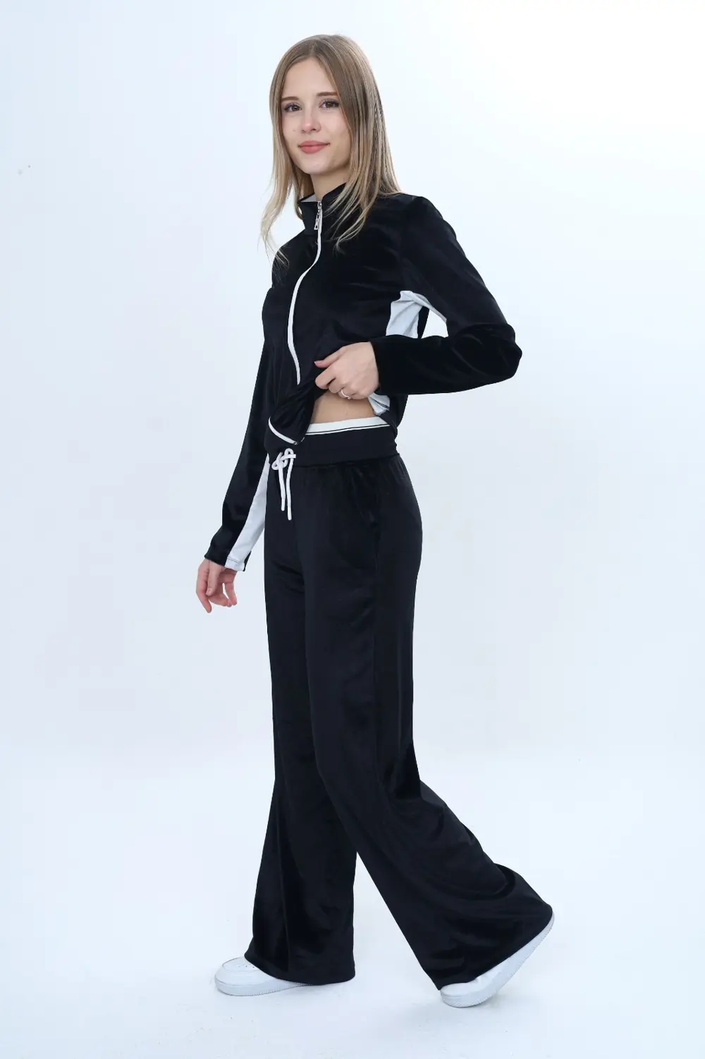 Toontoy Kız Çocuk 2'li Takım Fermuarlı Kapüşonlu Cepli Sweatshirt