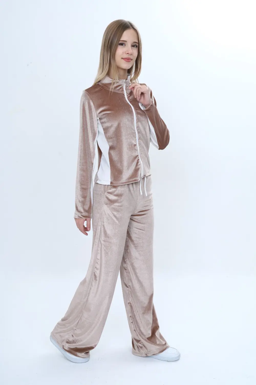 Toontoy Kız Çocuk 2'li Takım Fermuarlı Kapüşonlu Cepli Sweatshirt