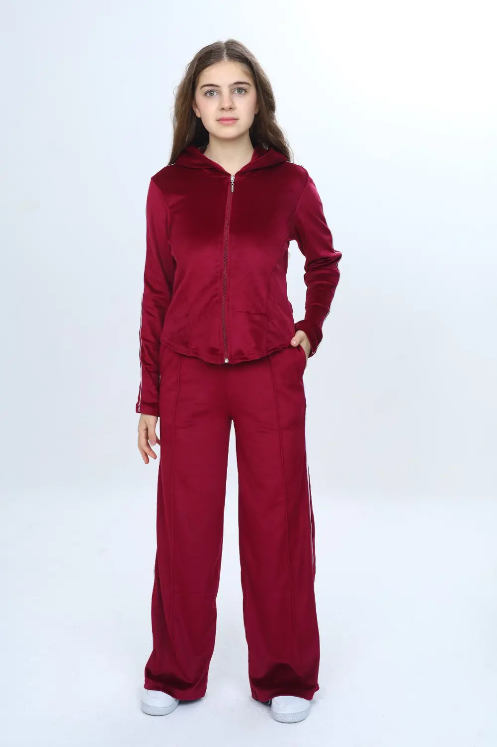 Toontoy Kız Çocuk 2'li Takım Fermuarlı Kapüşonlu Cepli Sweatshirt