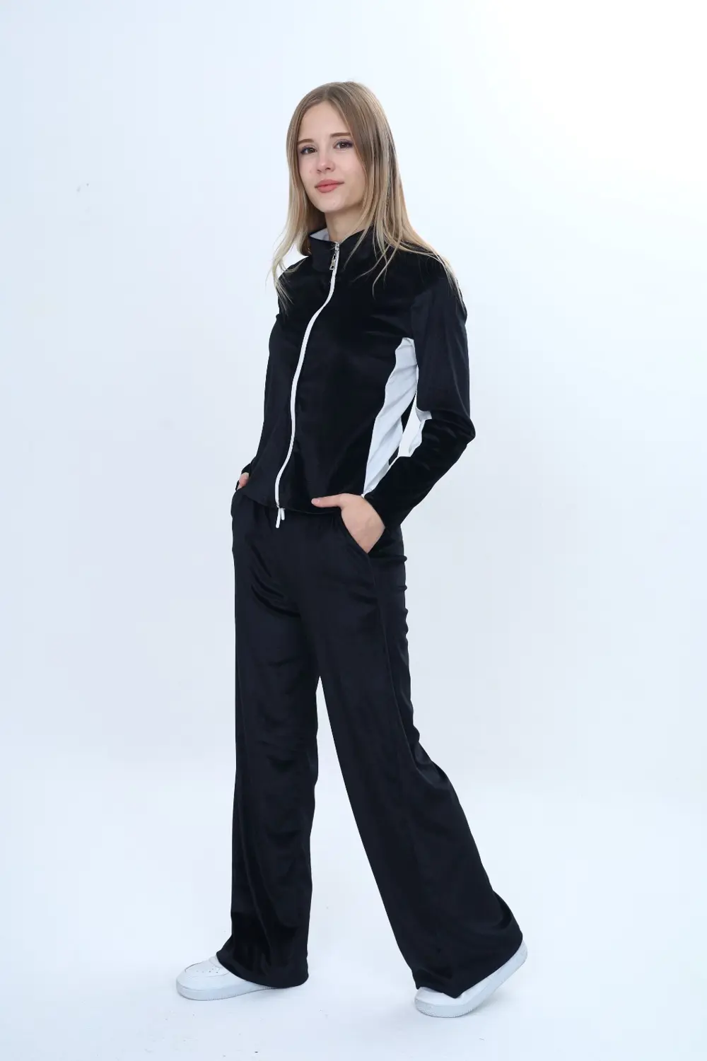 Toontoy Kız Çocuk 2'li Takım Fermuarlı Kapüşonlu Cepli Sweatshirt