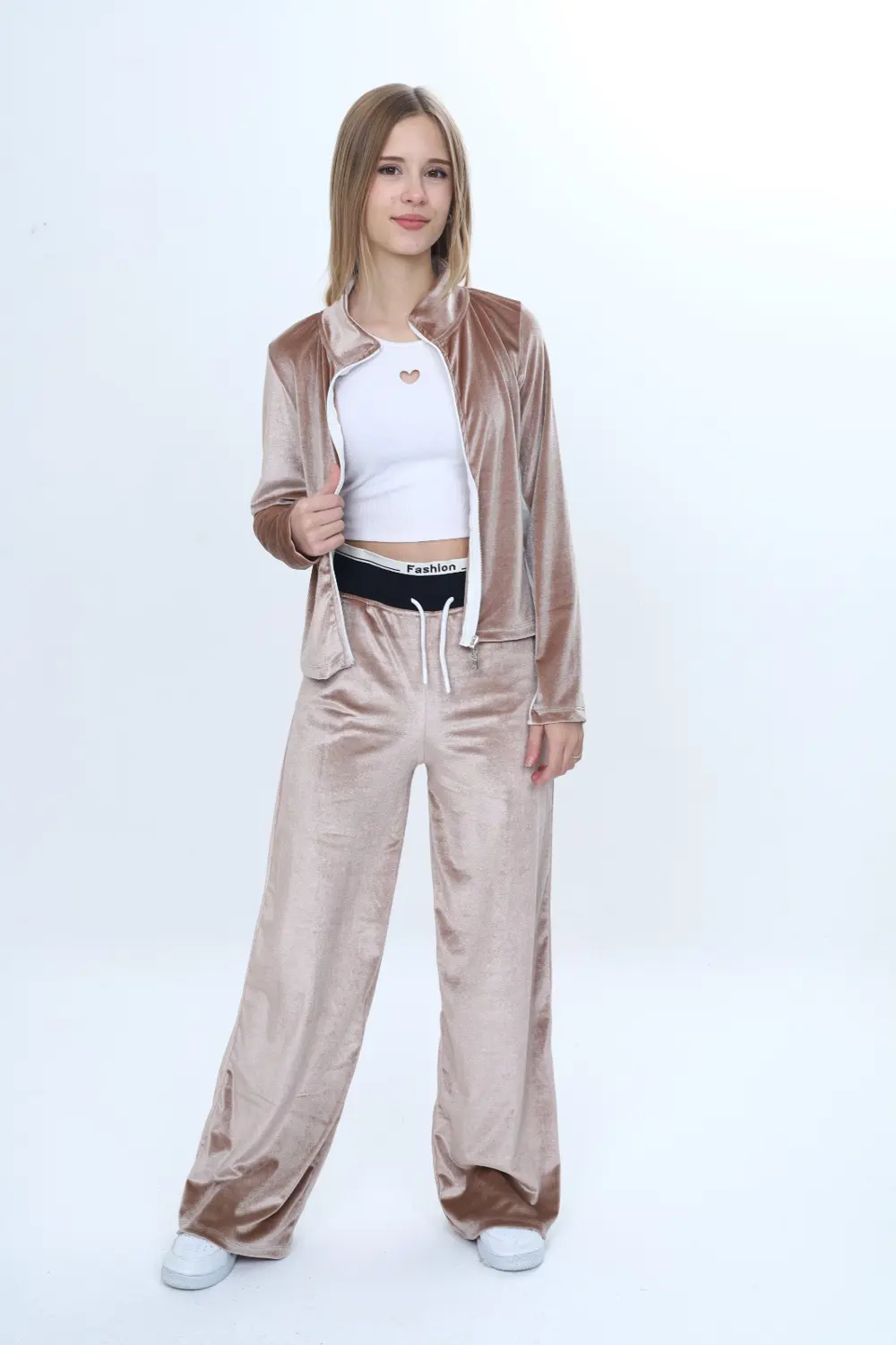 Toontoy Kız Çocuk 2'li Takım Fermuarlı Kapüşonlu Cepli Sweatshirt