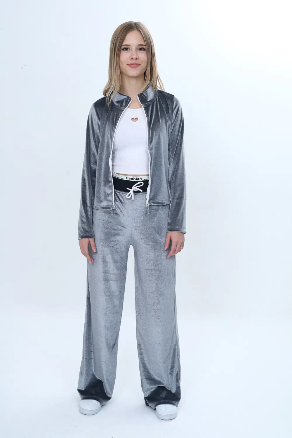 Toontoy Kız Çocuk 2'li Takım Fermuarlı Kapüşonlu Cepli Sweatshirt