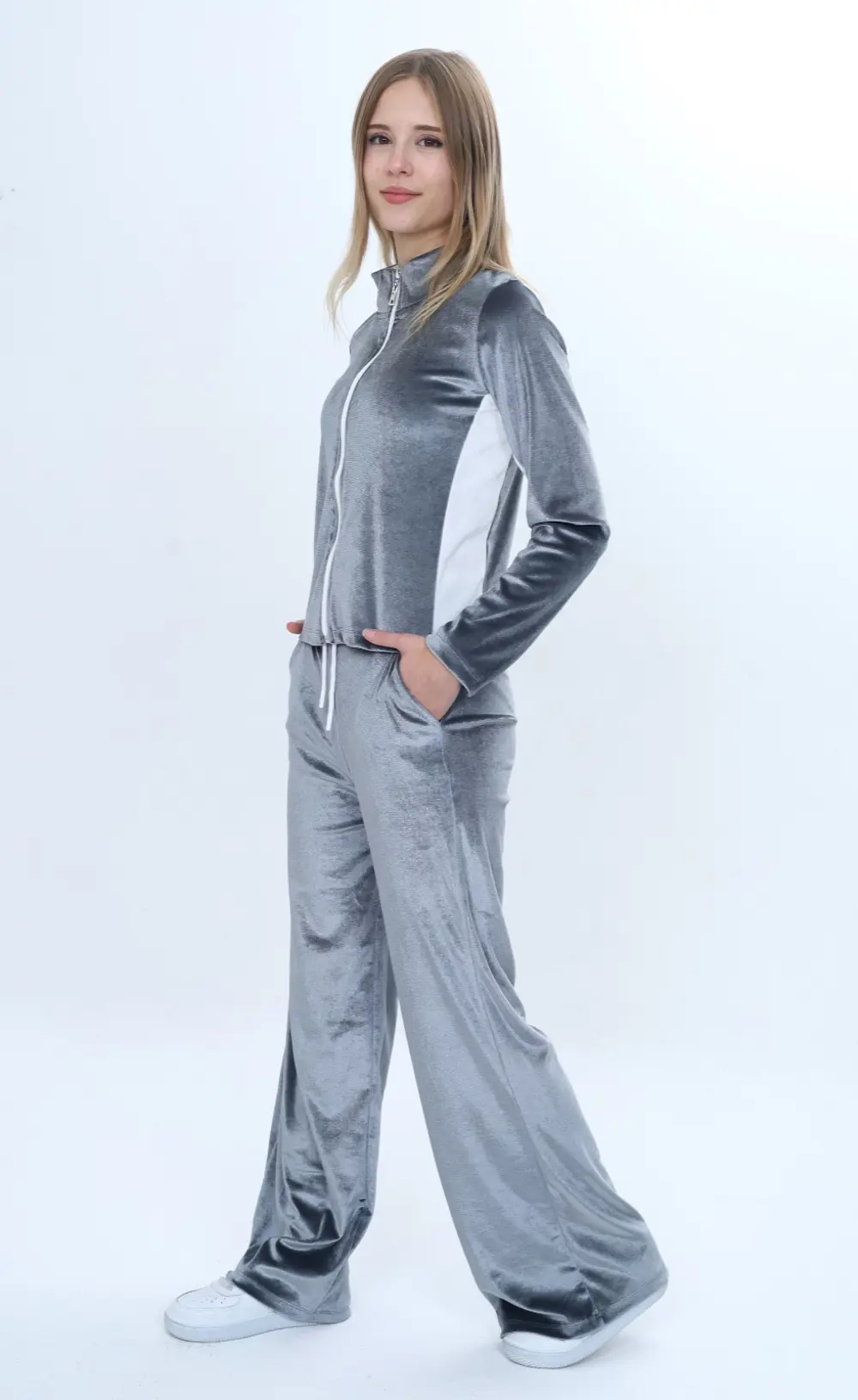 Toontoy Kız Çocuk 2'li Takım Fermuarlı Kapüşonlu Cepli Sweatshirt