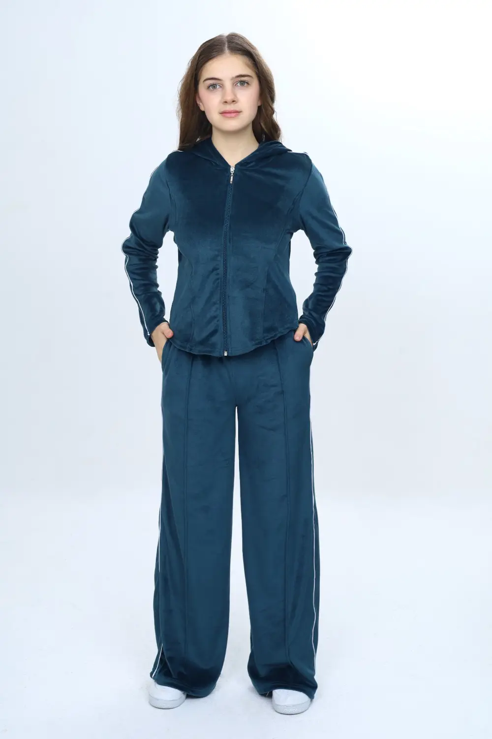 Toontoy Kız Çocuk 2'li Takım Fermuarlı Kapüşonlu Cepli Sweatshirt