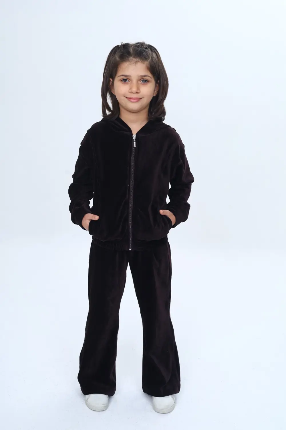 Toontoy Kız Çocuk 2'li Takım Kapüşonlu Fermuarlı Cepli Sweatshirt