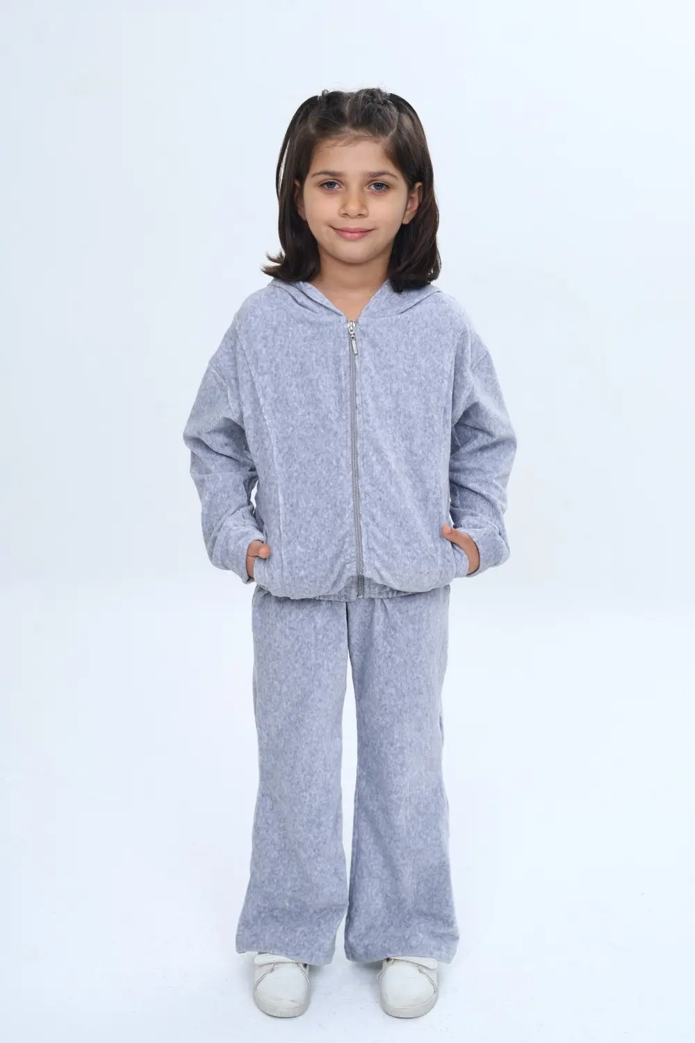 Toontoy Kız Çocuk 2'li Takım Kapüşonlu Fermuarlı Cepli Sweatshirt
