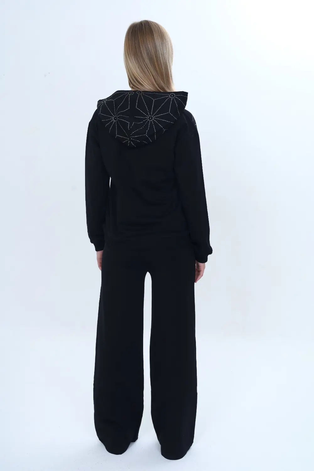 Toontoy Kız Çocuk 2'li Takım Taş İşlemeli Kapüşonlu Sweatshirt & 