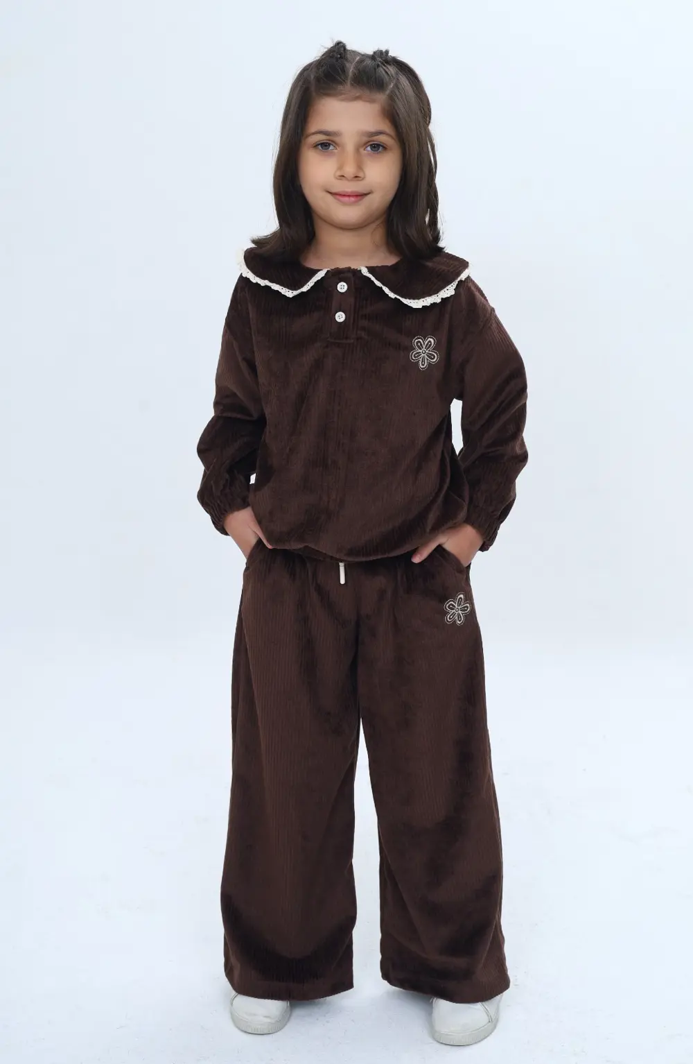 Toontoy Kız Çocuk 2'li Takım Yakası Güpürlü Nakışlı Sweatshirt & 