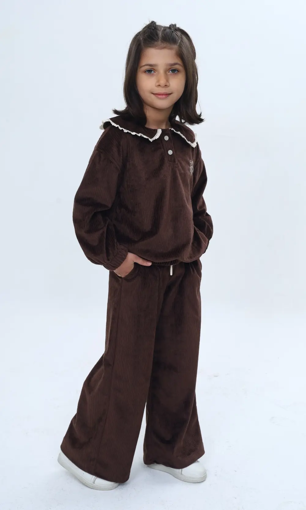 Toontoy Kız Çocuk 2'li Takım Yakası Güpürlü Nakışlı Sweatshirt & 