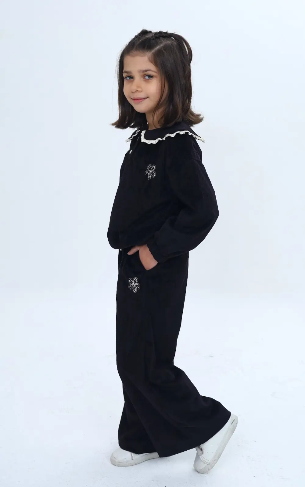 Toontoy Kız Çocuk 2'li Takım Yakası Güpürlü Nakışlı Sweatshirt & 