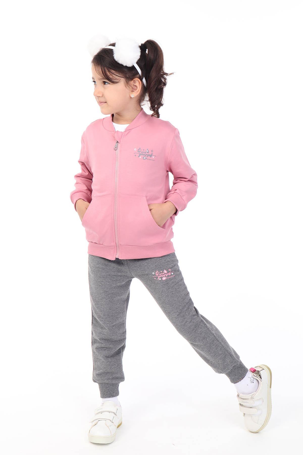 Toontoy Kız Çocuk 3lü Baskılı Eşofman Takım