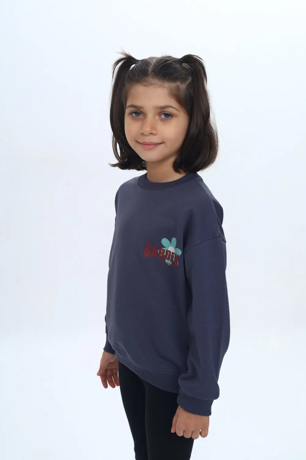 Toontoy Kız Çocuk Arka Kol Baskılı Çiçekli Sweatshirt