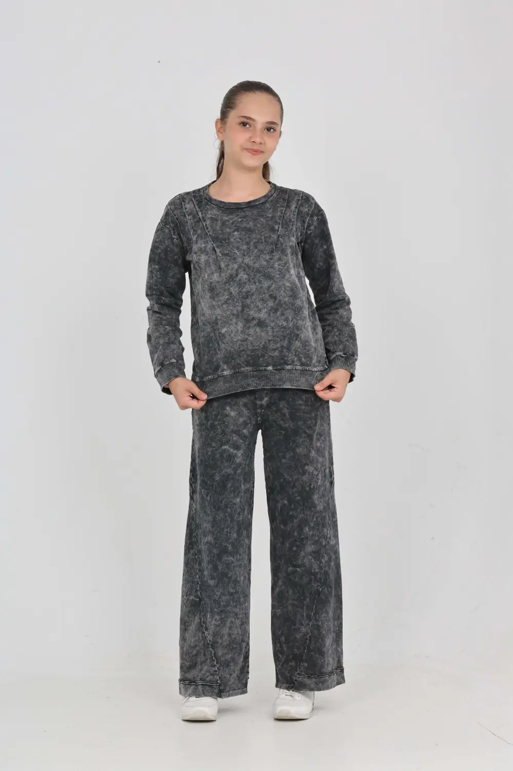 Toontoy Kız Çocuk Asit Yıkamalı Eşofman Takım