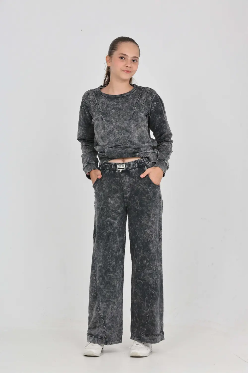 Toontoy Kız Çocuk Asit Yıkamalı Eşofman Takım