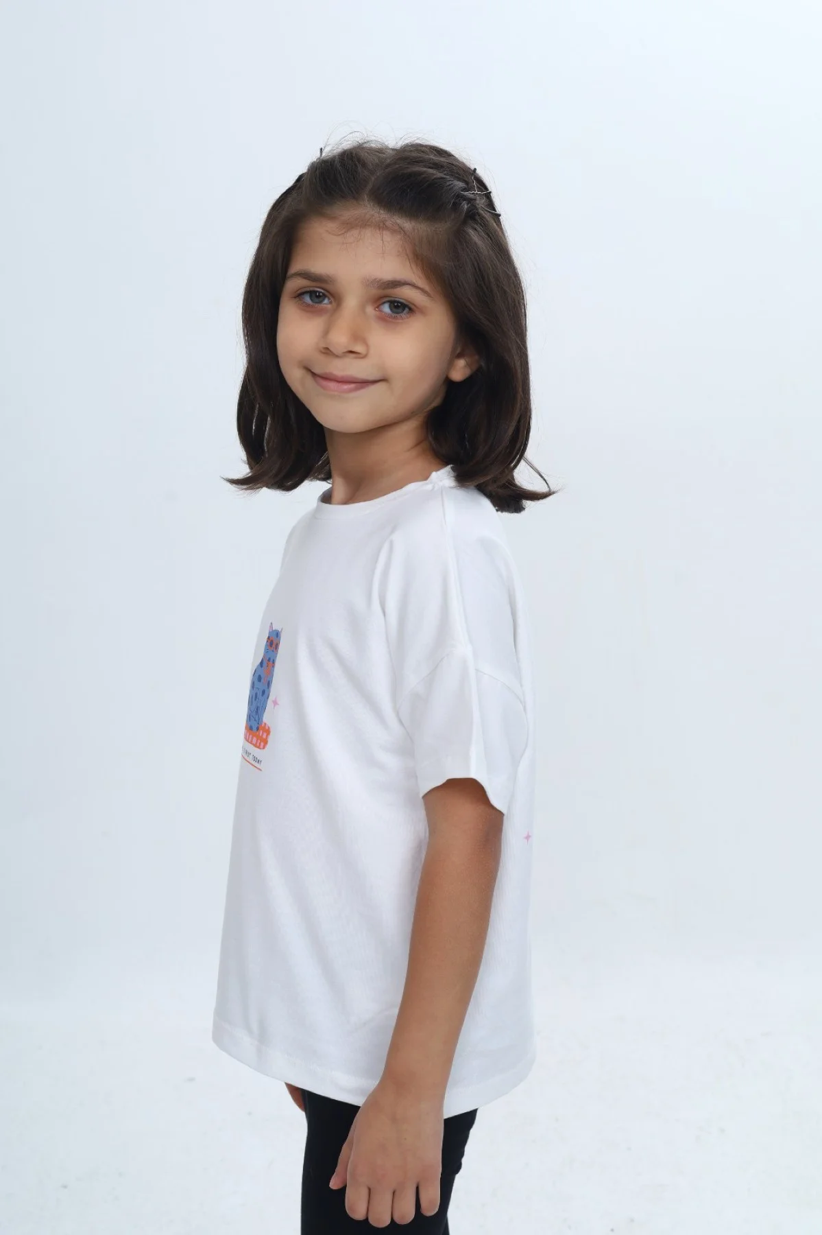 Toontoy Kız Çocuk Baskılı Bisiklet Yaka Kısa Kollu Tişört 24979