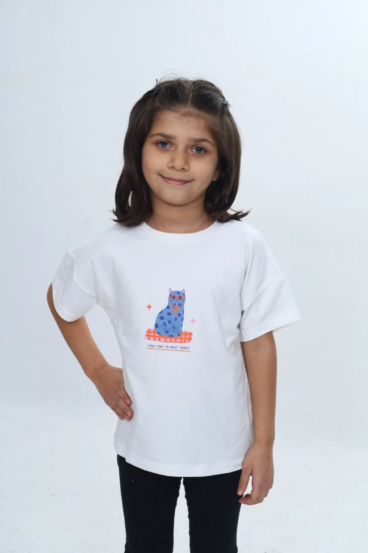 Toontoy Kız Çocuk Baskılı Bisiklet Yaka Kısa Kollu Tişört 24979