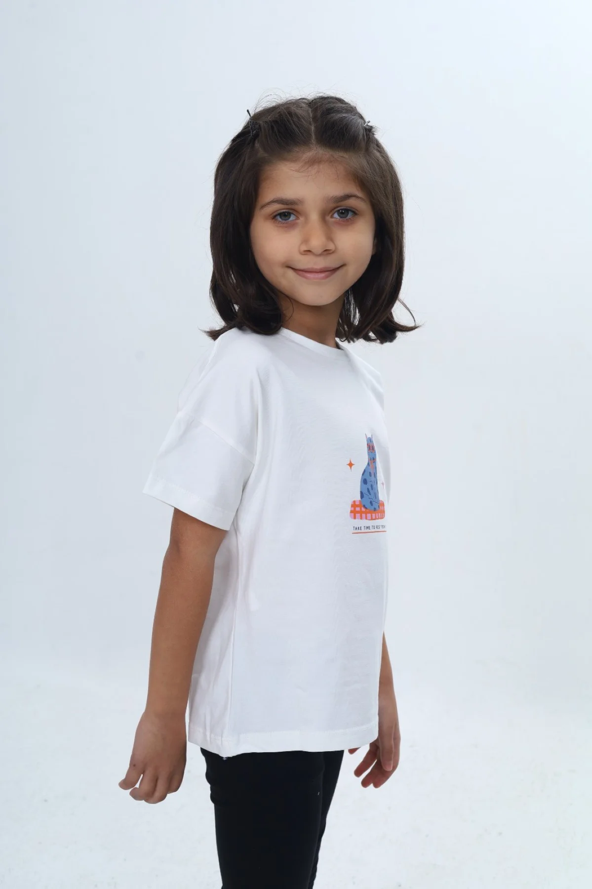Toontoy Kız Çocuk Baskılı Bisiklet Yaka Kısa Kollu Tişört 24979
