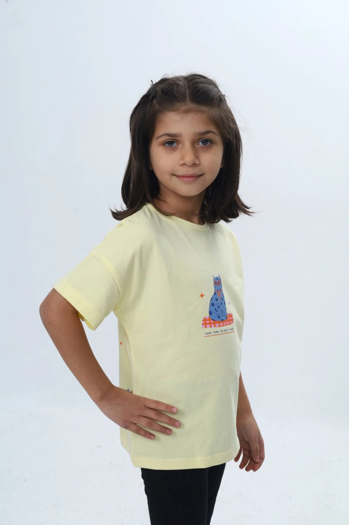 Toontoy Kız Çocuk Baskılı Bisiklet Yaka Kısa Kollu Tişört 24979