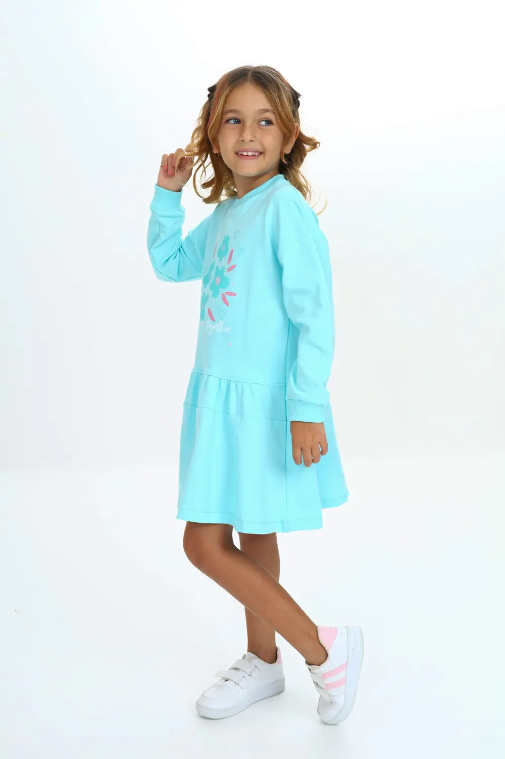 Toontoy Kız Çocuk Baskılı Elbise