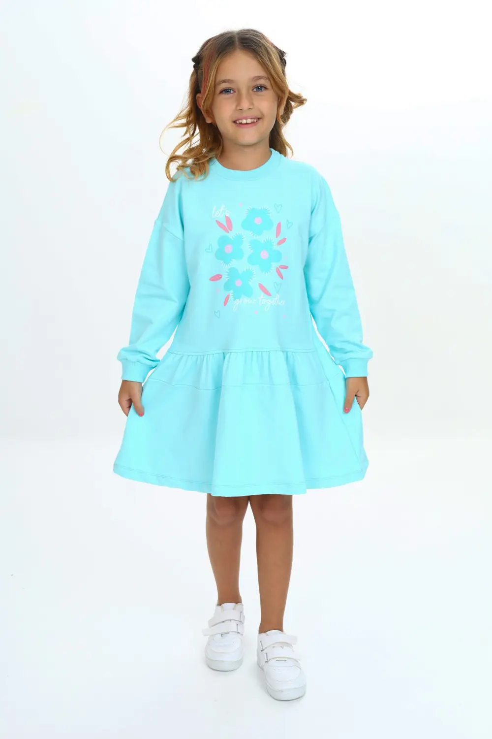 Toontoy Kız Çocuk Baskılı Elbise