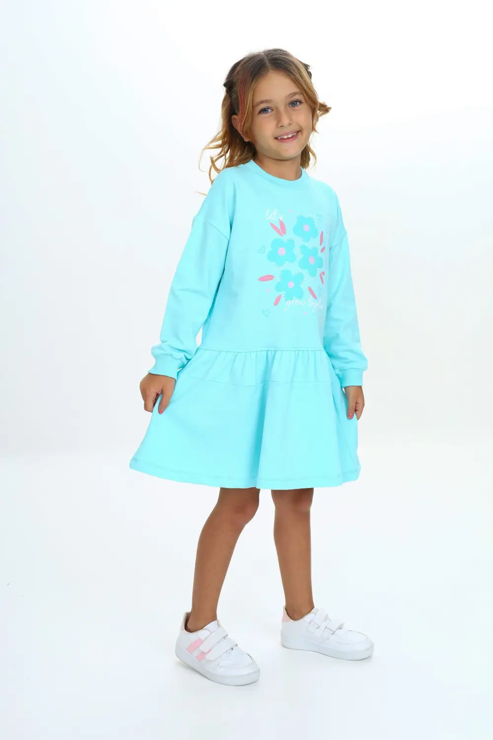 Toontoy Kız Çocuk Baskılı Elbise